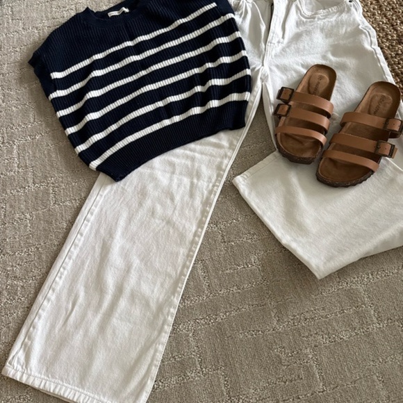 Cotton On White Wide Leg Jeans with crop sweater - Picture 1 of 4